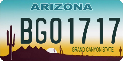 AZ license plate BGO1717