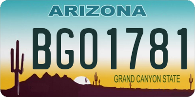 AZ license plate BGO1781