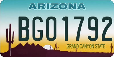 AZ license plate BGO1792