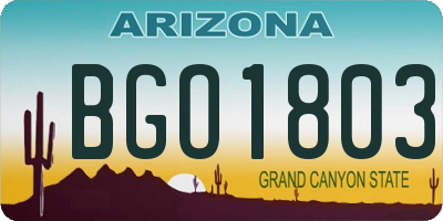 AZ license plate BGO1803