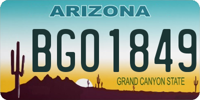 AZ license plate BGO1849