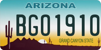 AZ license plate BGO1910
