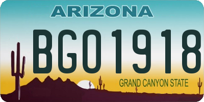 AZ license plate BGO1918