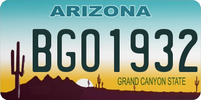 AZ license plate BGO1932
