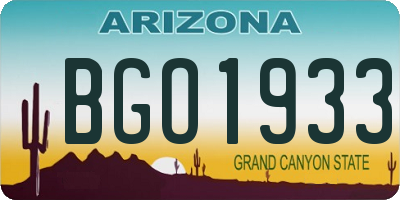 AZ license plate BGO1933