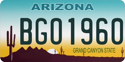 AZ license plate BGO1960