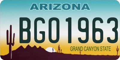 AZ license plate BGO1963