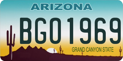 AZ license plate BGO1969