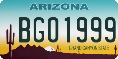 AZ license plate BGO1999