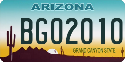AZ license plate BGO2010