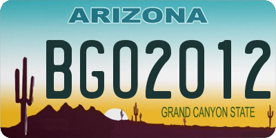 AZ license plate BGO2012