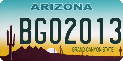 AZ license plate BGO2013