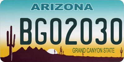 AZ license plate BGO2030