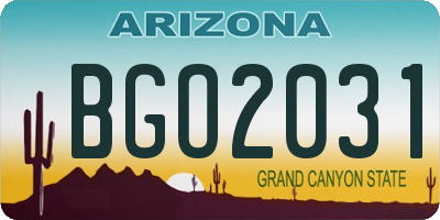 AZ license plate BGO2031