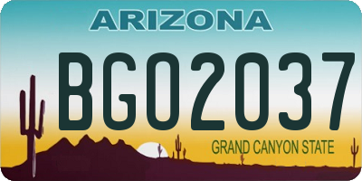 AZ license plate BGO2037
