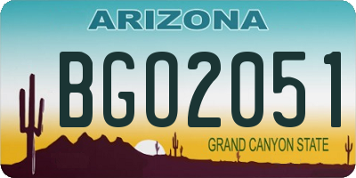 AZ license plate BGO2051