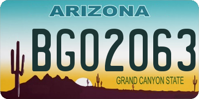 AZ license plate BGO2063