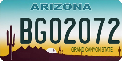 AZ license plate BGO2072