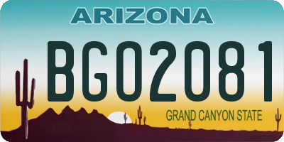 AZ license plate BGO2081