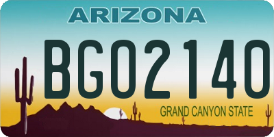 AZ license plate BGO2140