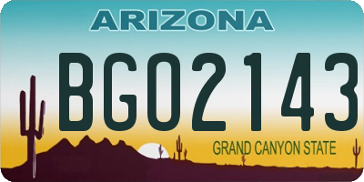 AZ license plate BGO2143