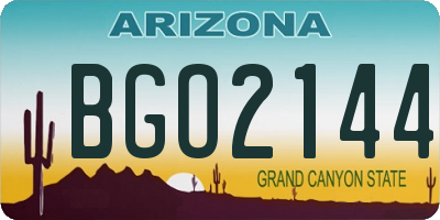 AZ license plate BGO2144