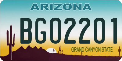 AZ license plate BGO2201