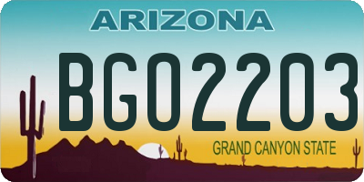 AZ license plate BGO2203