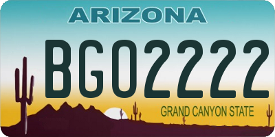 AZ license plate BGO2222