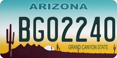 AZ license plate BGO2240