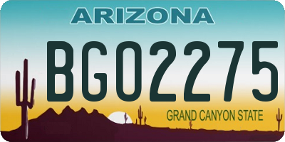 AZ license plate BGO2275