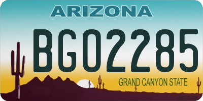 AZ license plate BGO2285