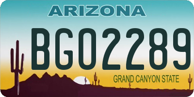 AZ license plate BGO2289