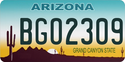 AZ license plate BGO2309