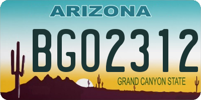 AZ license plate BGO2312