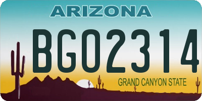 AZ license plate BGO2314