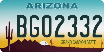 AZ license plate BGO2332