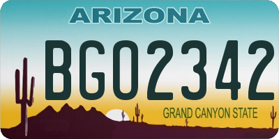 AZ license plate BGO2342