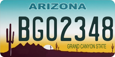 AZ license plate BGO2348