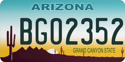 AZ license plate BGO2352