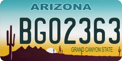 AZ license plate BGO2363