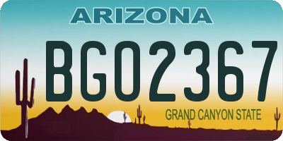AZ license plate BGO2367