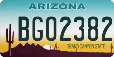 AZ license plate BGO2382