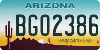 AZ license plate BGO2386