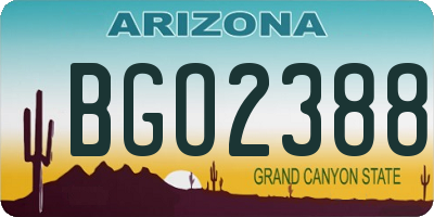 AZ license plate BGO2388