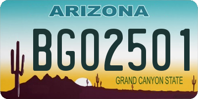 AZ license plate BGO2501