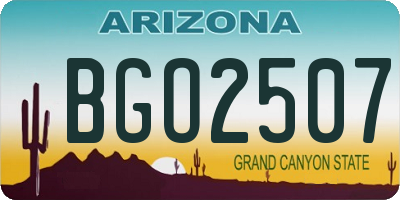 AZ license plate BGO2507