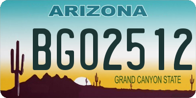 AZ license plate BGO2512