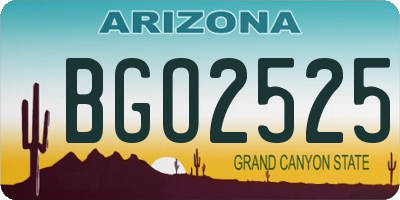 AZ license plate BGO2525