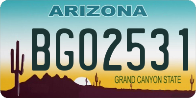 AZ license plate BGO2531